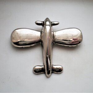 Vintage Designer Zina Signed Sterling Silver 925 Modernist Airplane Brooch Pin